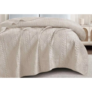 Narzuta 200x220 welurowa złota tłoczona gruba NP07